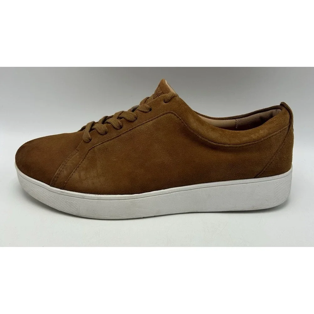Fitflop Sneakers Womens 9 Rally Brown Suede Leather Casual Fashion Lace Up Read